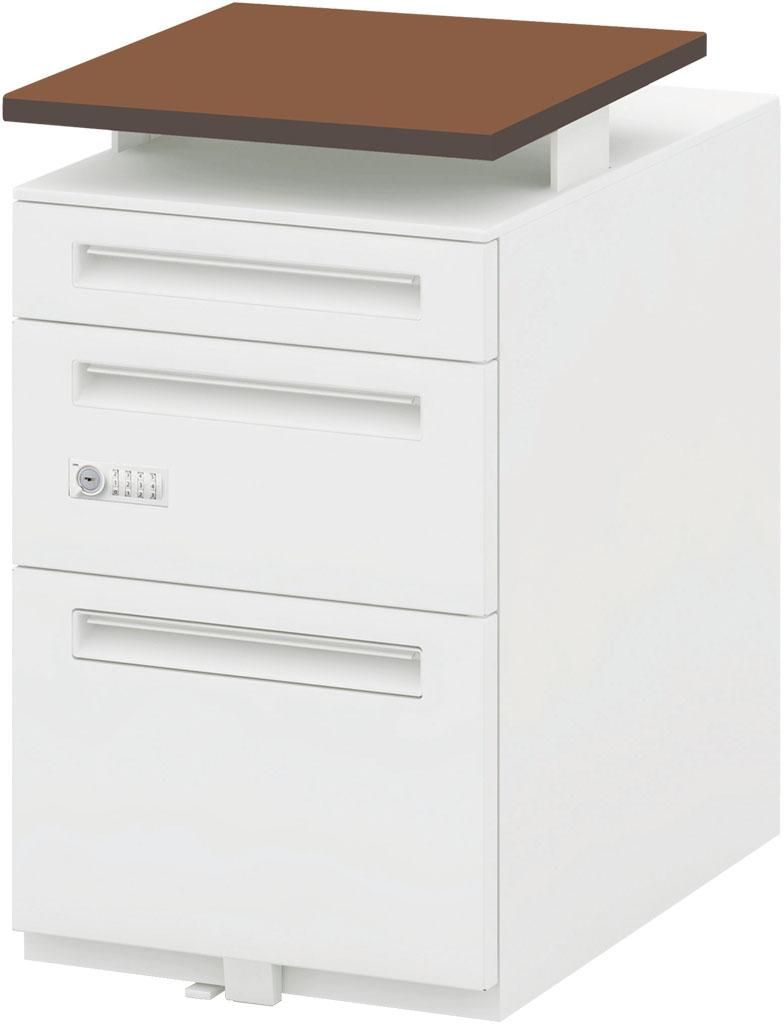 ウチダ 天板昇降ワゴン 5-118-151 【ダイヤル錠】【A4-3段】【幅408