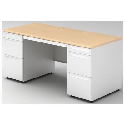 プラス　167両袖机　12-0287 プラス 両袖机 US-NS167DL-33 【A4-3段×B4-3段（多量収納）】【幅1600