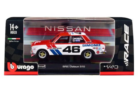 Bburago 1/43 BRE Datsun 510 レッド/ホワイト - 【F.C.TOYS】ホット 