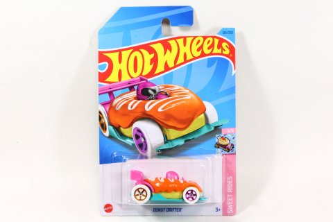 次回再入荷予定 Hot Wheels 2023 #129 Donut Drifter オレンジ/ピンク