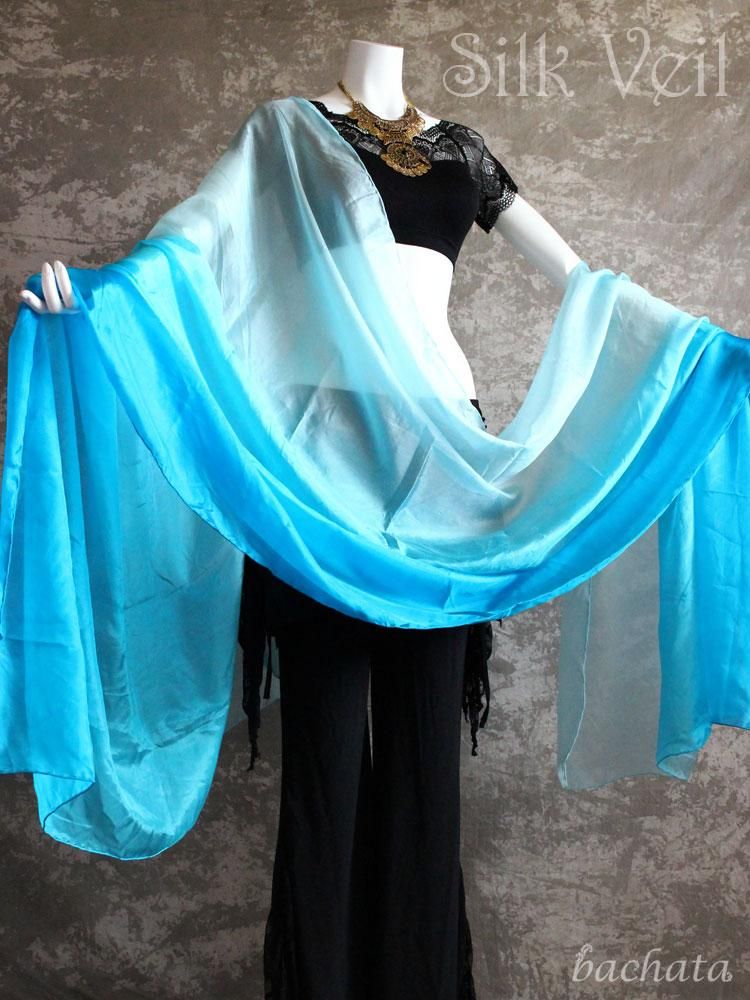 シルク ファンベール ベリーダンス 衣装 Silk FanVeil 水色 青 シルク ファンベール ベリーダンス 衣装 Silk FanVeil 水色 青