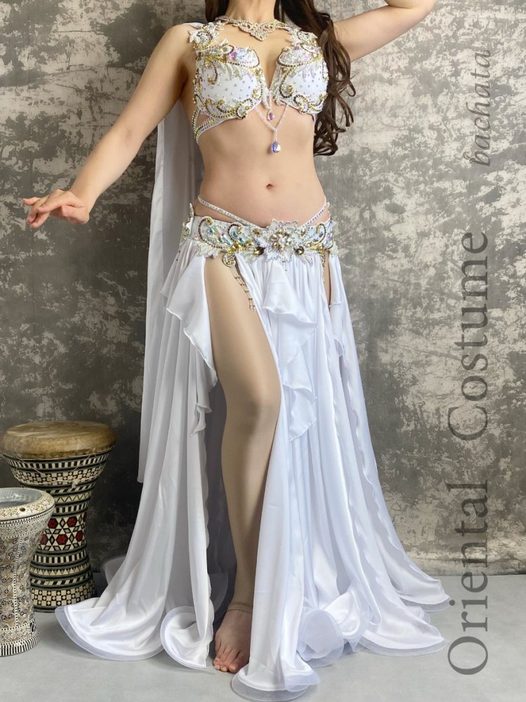 日本最級 【美品】エジプト製 ベリーダンス衣装 ホワイト - ダンス・バレエ