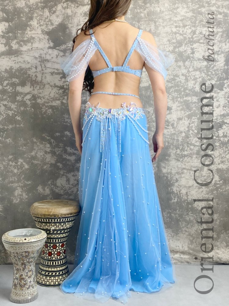 ベリーダンス衣装 ライトブルー CT0175 (ML) - bachata ベリーダンス