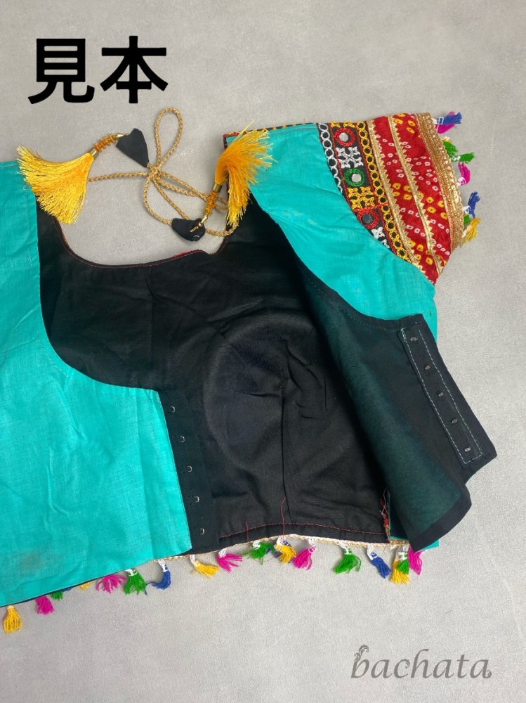 ボリウッド風 インド民族衣装 レヘンガチョリ 3点セット (L) ST0002OR