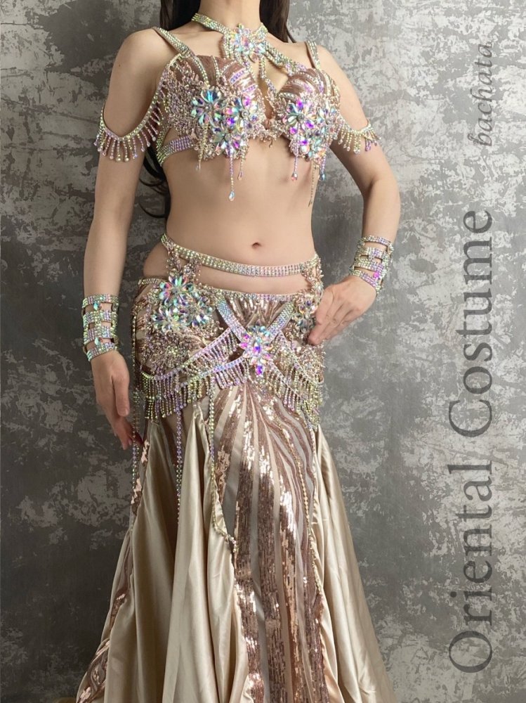 ベリーダンス衣装 シャンパンゴールド CT0408 (ML) - bachata ベリー 