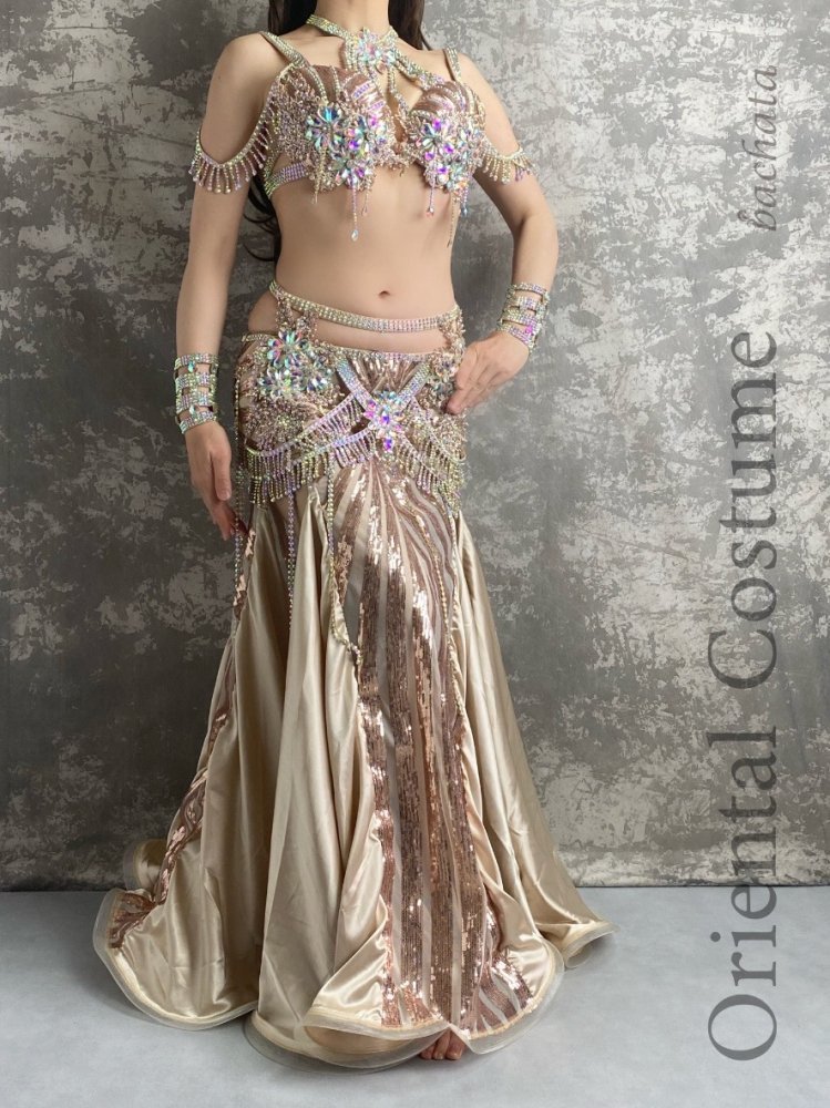 ベリーダンス衣装 シャンパンゴールド CT0408 (ML) - bachata ベリー