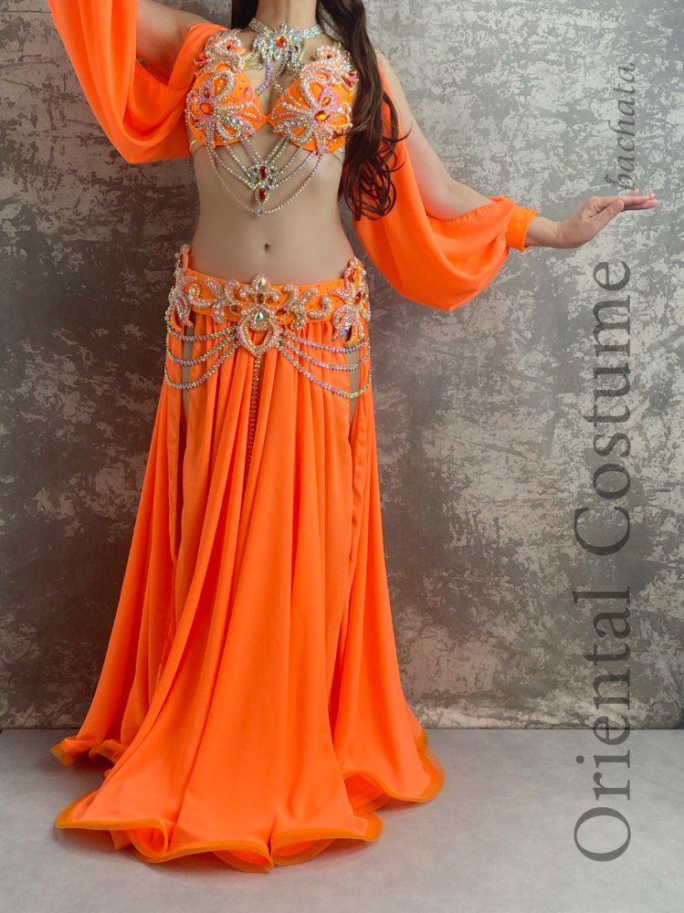 ベリーダンス衣装 オレンジ CT0410 (ML) - bachata ベリーダンス衣装 ...