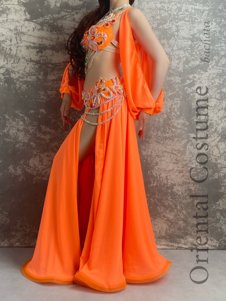 ベリーダンス衣装 オレンジ CT0410 (ML) - bachata ベリーダンス衣装 