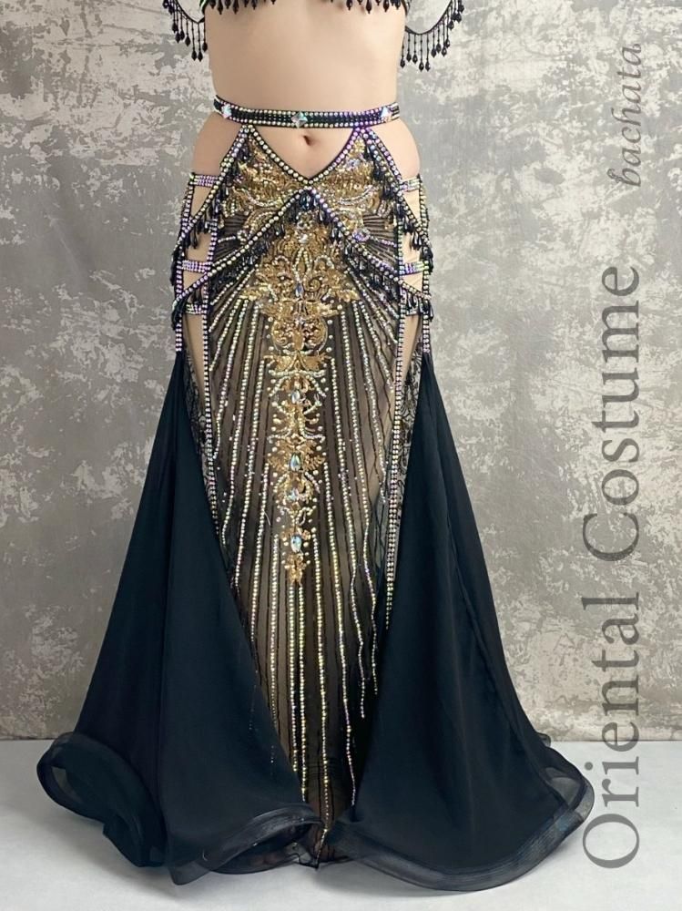 ベリーダンス衣装 ブラック CT0419 (M-L) - bachata ベリー