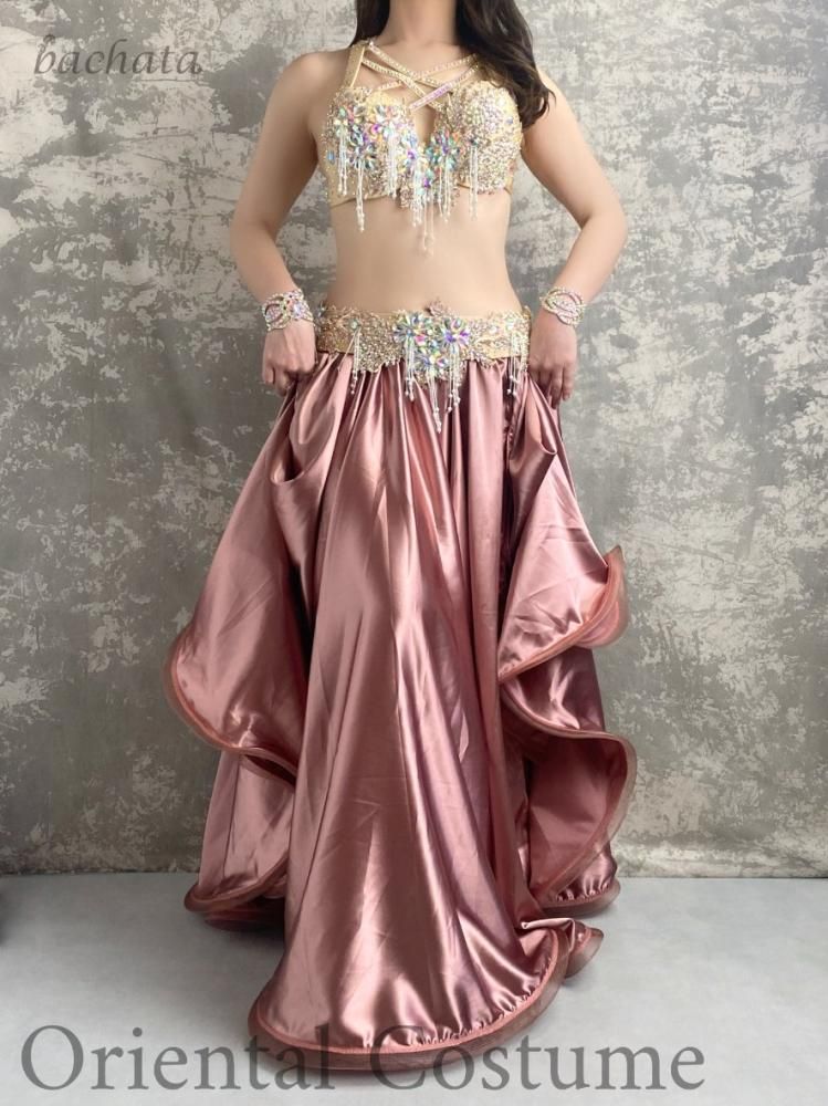 ベリーダンス衣装 ブラベルトスカートセット ピンク　オーダーメイド ベリーダンス衣装 ブラベルトスカートセット青