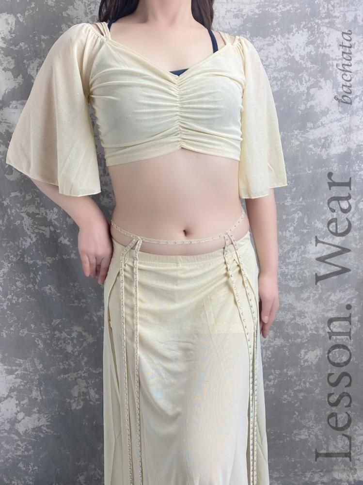 ベリーダンスレッスン着 トップ＆スカートセット ベージュ