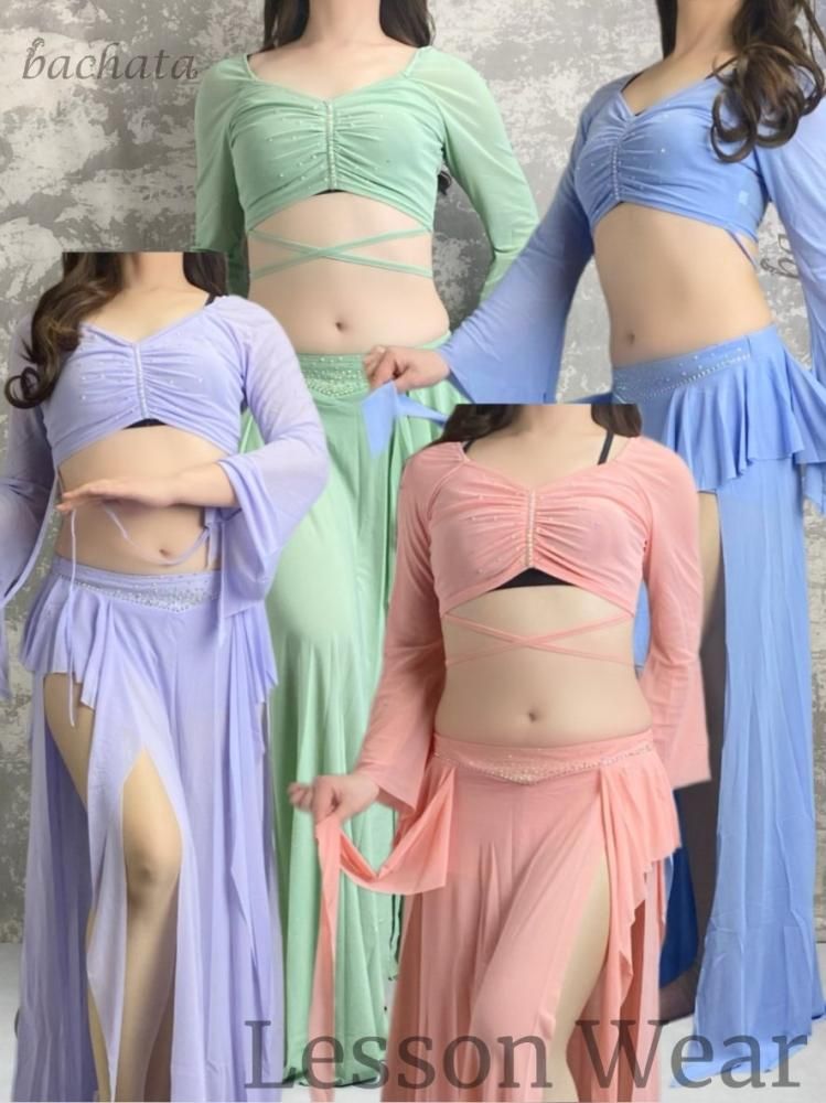 30%OFF!】ベリーダンスレッスン着 トップ＆スカートセット 全4色