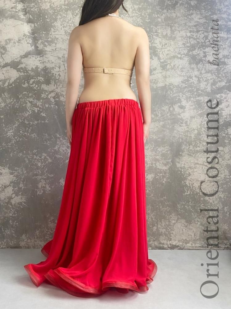 ベリーダンス衣装 ブラ&ベルト&スカート レッド/ピンク/ライト