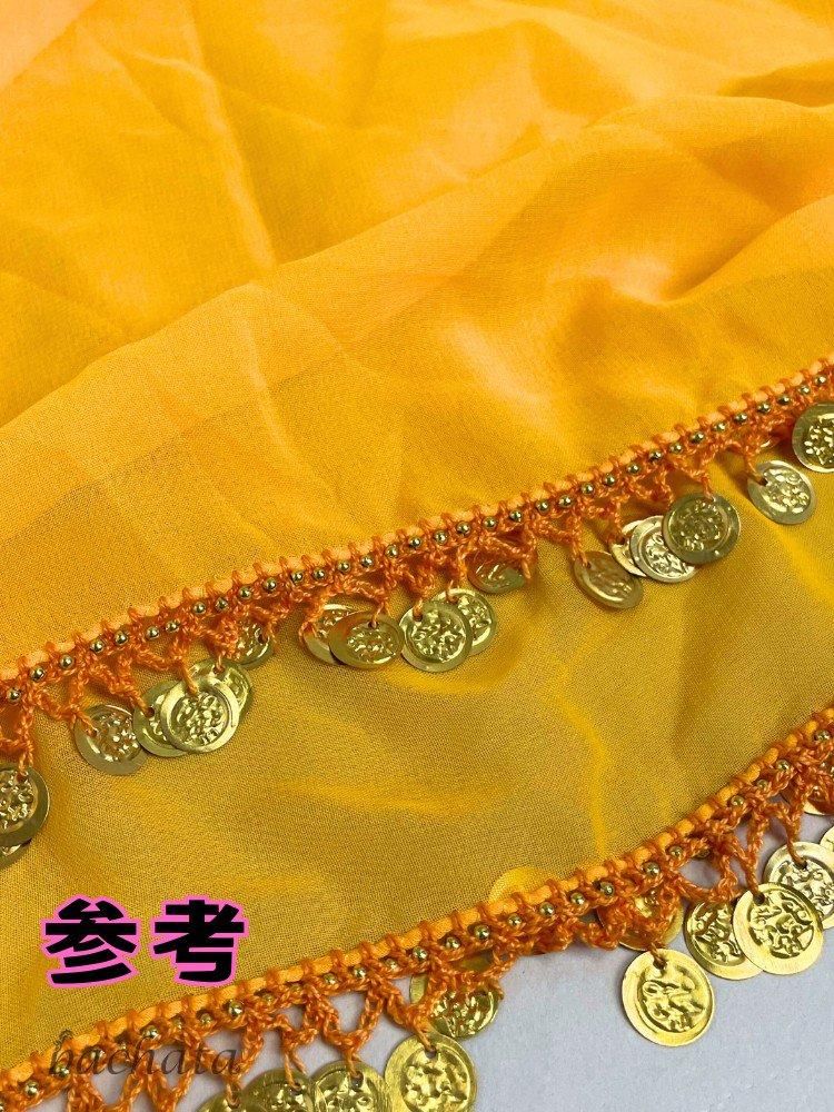 【新品】エジプト製黄色ビーズ刺繍ベリーダンスセットアップ エジプト製 ベリーダンス コインヒップスカーフ 全3色 HS0749