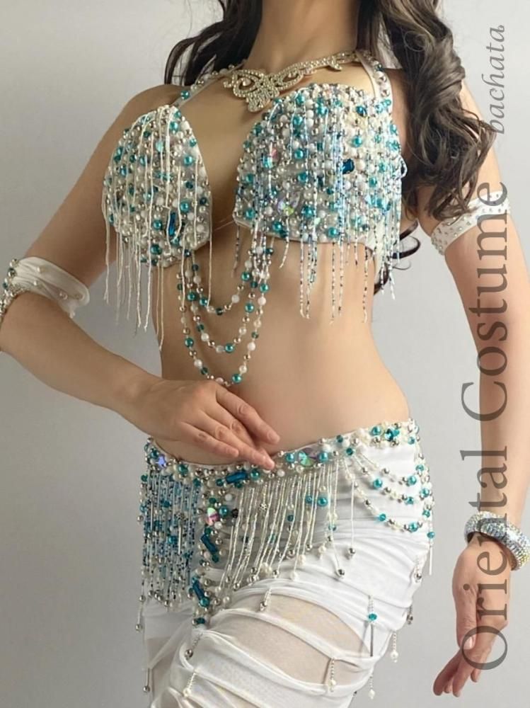 ベリーダンス 衣装　コスチューム　ホワイト　白　Hoyda エジプト ベリーダンス衣装オリエンタルコスチューム(ホワイト)【送料無料