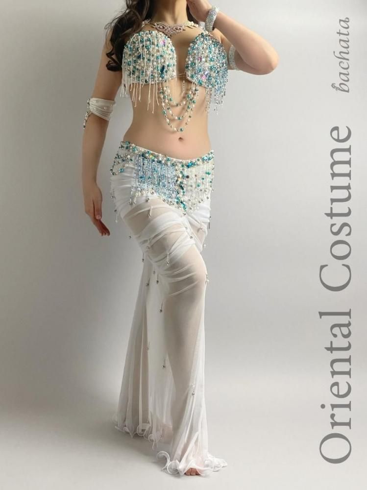ベリーダンス衣装 Yasser 白 ホワイト マーメイド CT0280 (L