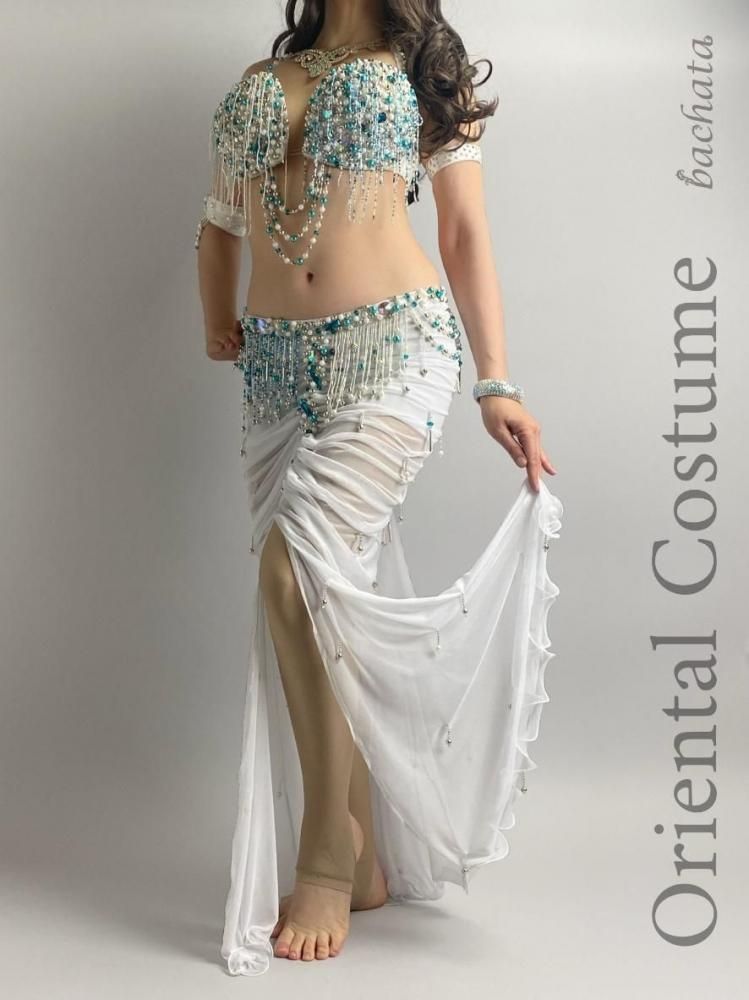 ベリーダンス衣装 Yasser 白 ホワイト マーメイド CT0280 (L