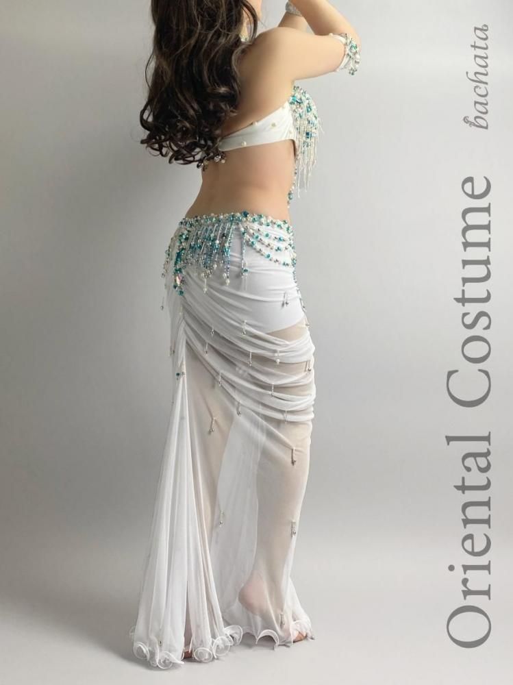 ベリーダンス衣装 Yasser 白 ホワイト マーメイド CT0280 (L