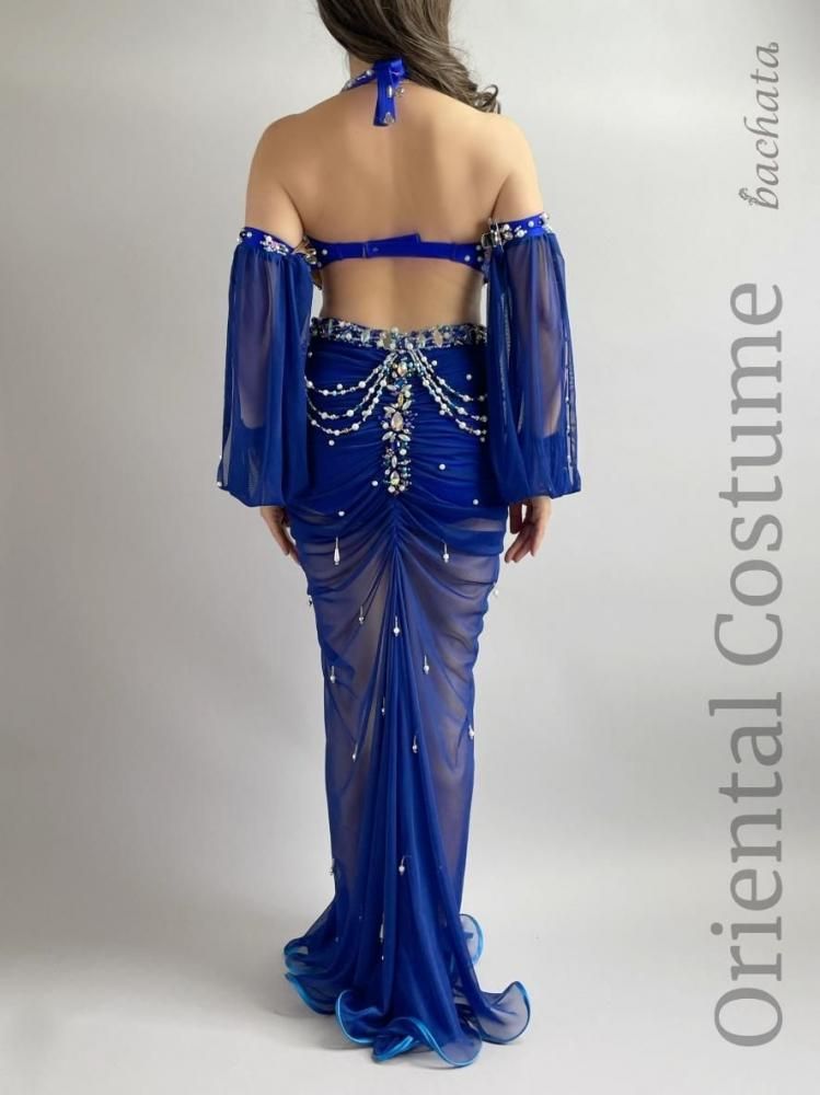 【Ｓ〜Мサイズ】yasser ベリーダンス衣装 オリエンタル衣装　ブルー ベリーダンス衣装 Yasser ロイヤルブルー ハイウエスト CT0282
