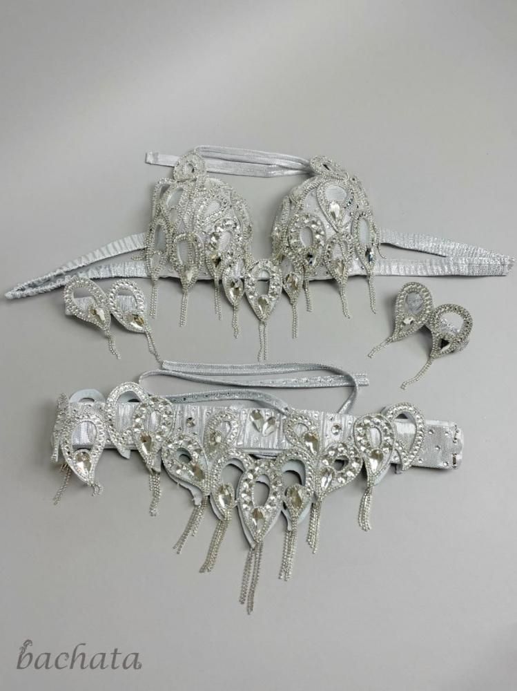 ベリーダンス衣装 Amr ブラベルト シルバーカラー(L-XL) CT0366