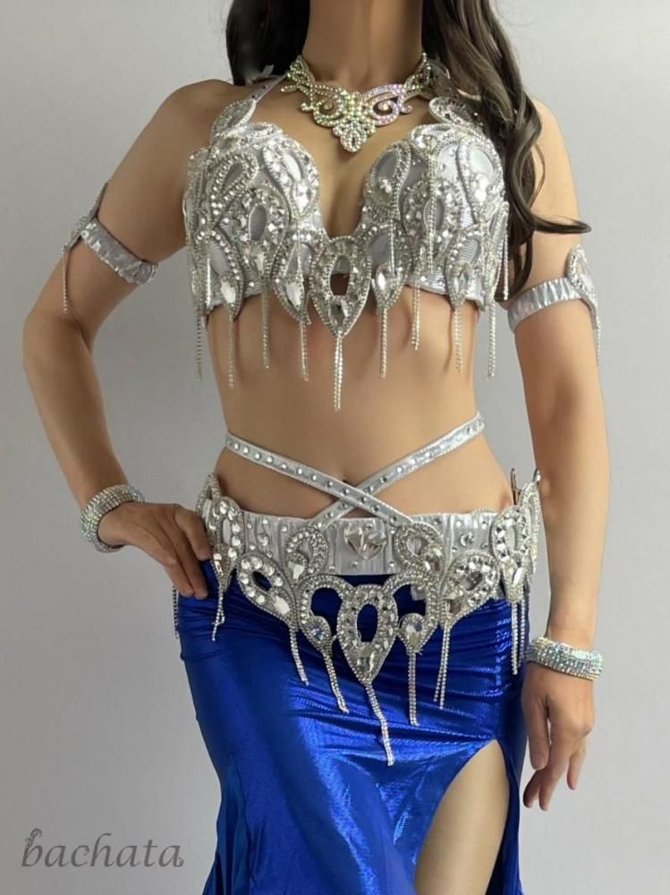 ベリーダンス衣装 Amr ブラベルト シルバーカラー(L-XL) CT0366