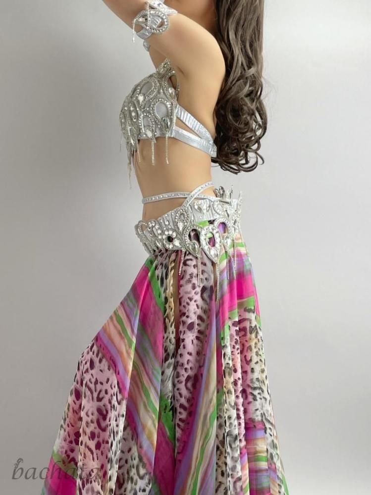 ベリーダンス衣装 Amr ブラベルト シルバーカラー(L-XL) CT0366