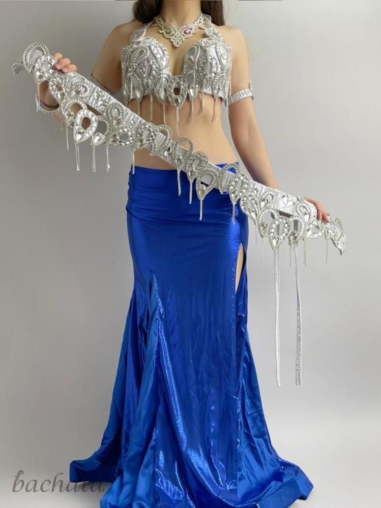 ベリーダンス衣装 Amr ブラベルト シルバーカラー(L-XL) CT0366