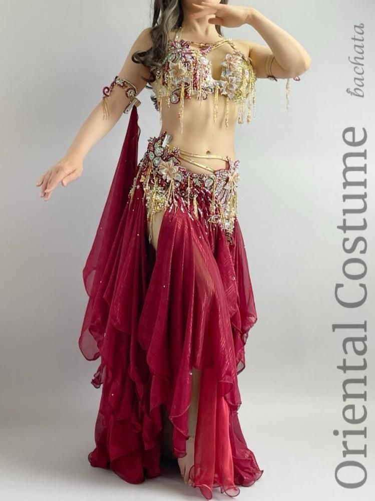 hoyda ベリーダンス衣装 ベリーダンス衣装 Hoyda サーモンピンク＆ブルー CT0215 (M-L