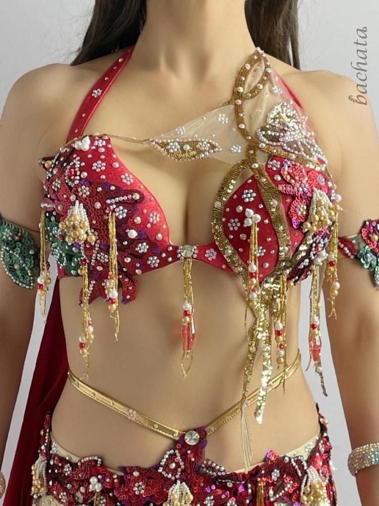 ベリーダンス衣装 Hoyda クリスマスレッド CT0228 (ML)