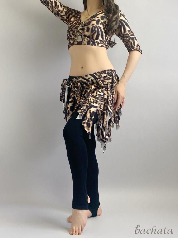 ベリーダンス レッスン着 トップ＆スカーフセット 豹柄 ST5090 (M/L