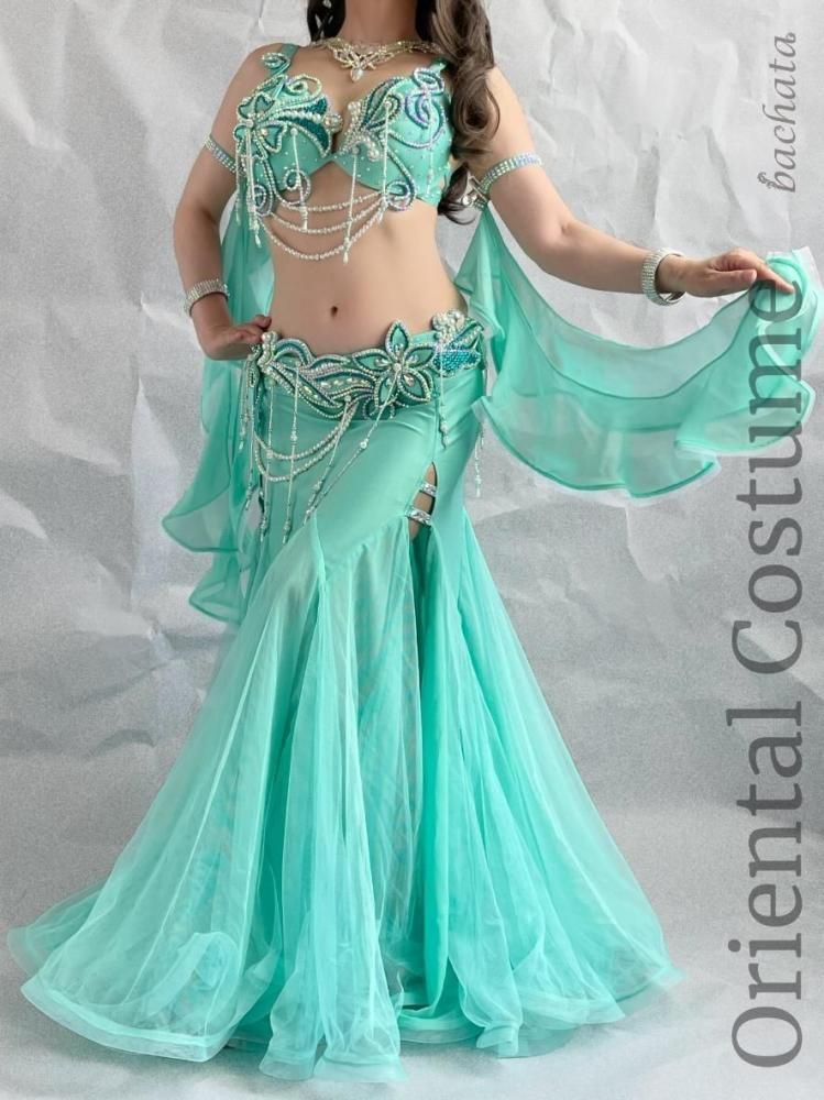 ベリーダンス衣装 ミントグリーン (XL) CT0433 オリエンタル