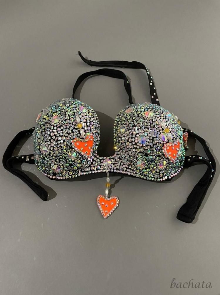 ベリーダンス衣装 Yasser ブラックハート シアーワンピース