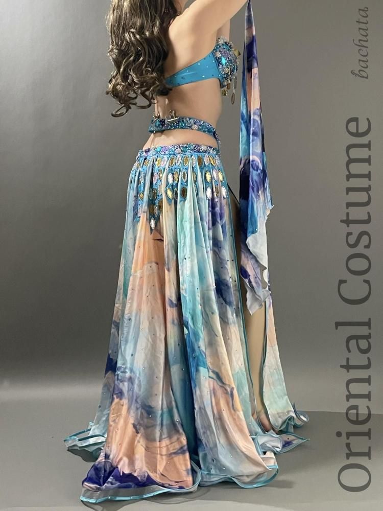 ベリーダンス衣装 Yasser ブルー マーブル CT0296 (L