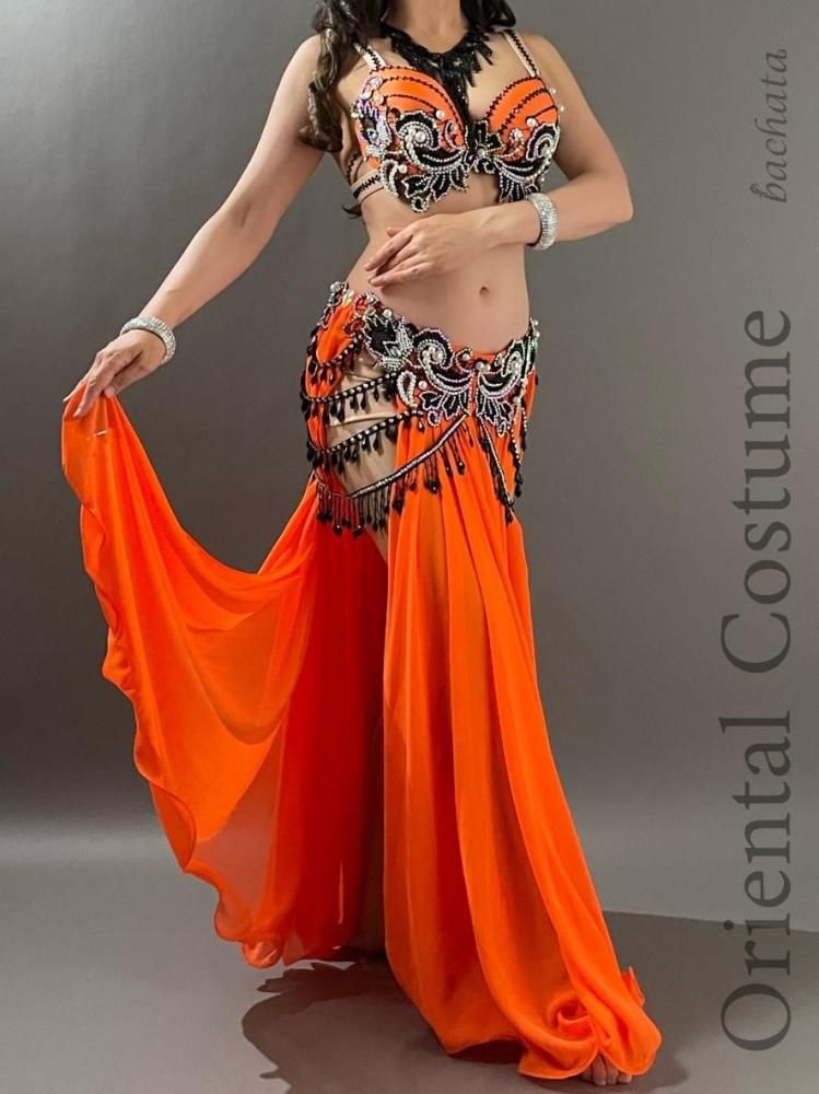 ベリーダンス衣装 ハッピーネオンオレンジ (L) CT0437