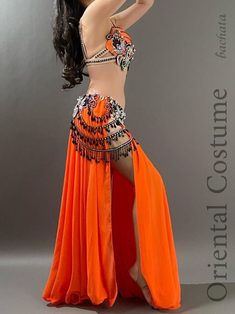 ベリーダンス衣装 ハッピーネオンオレンジ (L) CT0437