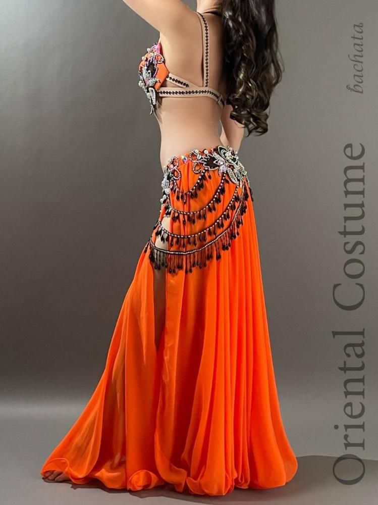 ベリーダンス衣装 ハッピーネオンオレンジ (L) CT0437