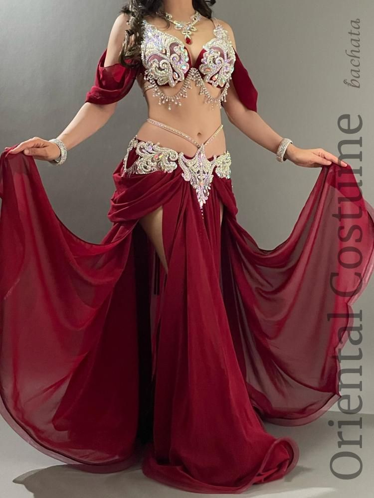 すーです！ワインレッド ベリーダンス衣装 ベリーダンス衣装 ワインレッド CT0166 (M-L/XL) - bachata