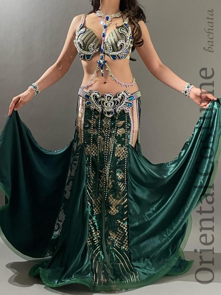 ベリーダンス衣装　サハルオカーシャ　エメラルドグリーン ベリーダンス衣装 サハル