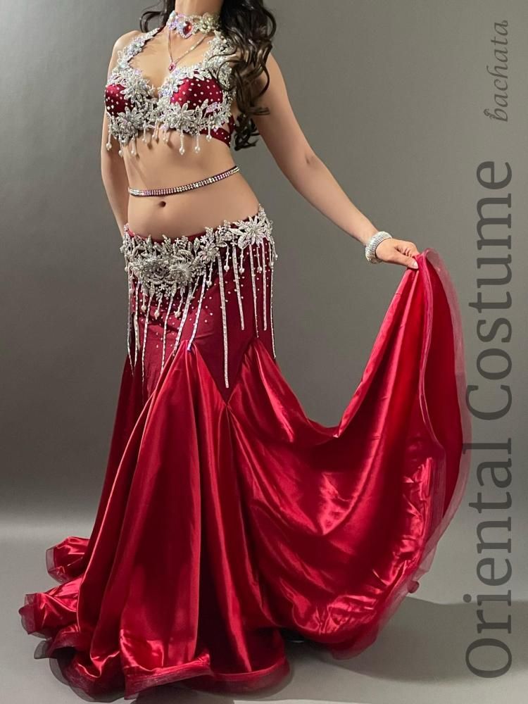 【新品】ベリーダンス衣装　赤　XLサイズ f806def48cee8d6af332379bc9f485