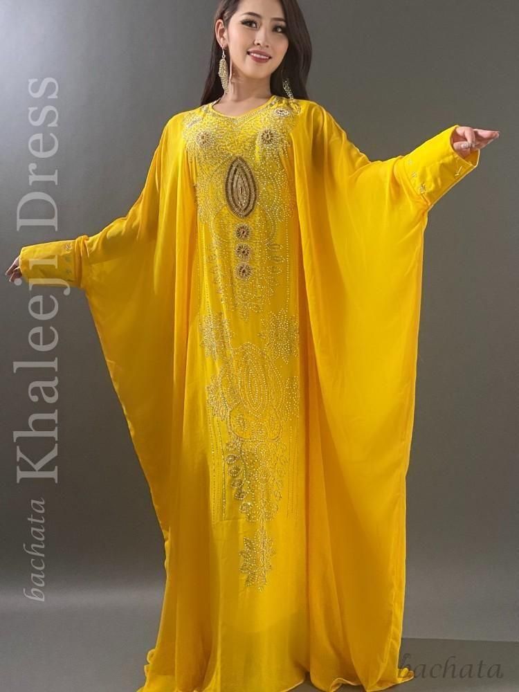 エジプト製 ハリージドレス/ガラベーヤ イエロー(フリーサイズ) GB0031