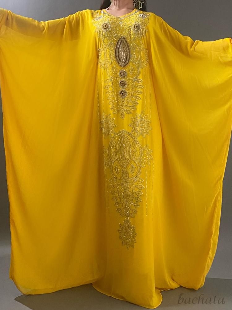 エジプト製 ハリージドレス/ガラベーヤ イエロー(フリーサイズ) GB0031