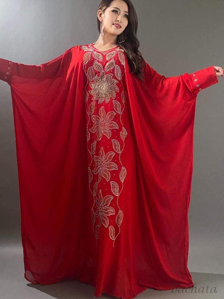 ハリージドレス　ガラベーヤ　ベリーダンス　アバヤ　エジプト　刺繍　フリーサイズ エジプト製 ハリージドレス/ガラベーヤ 全3色(フリーサイズ