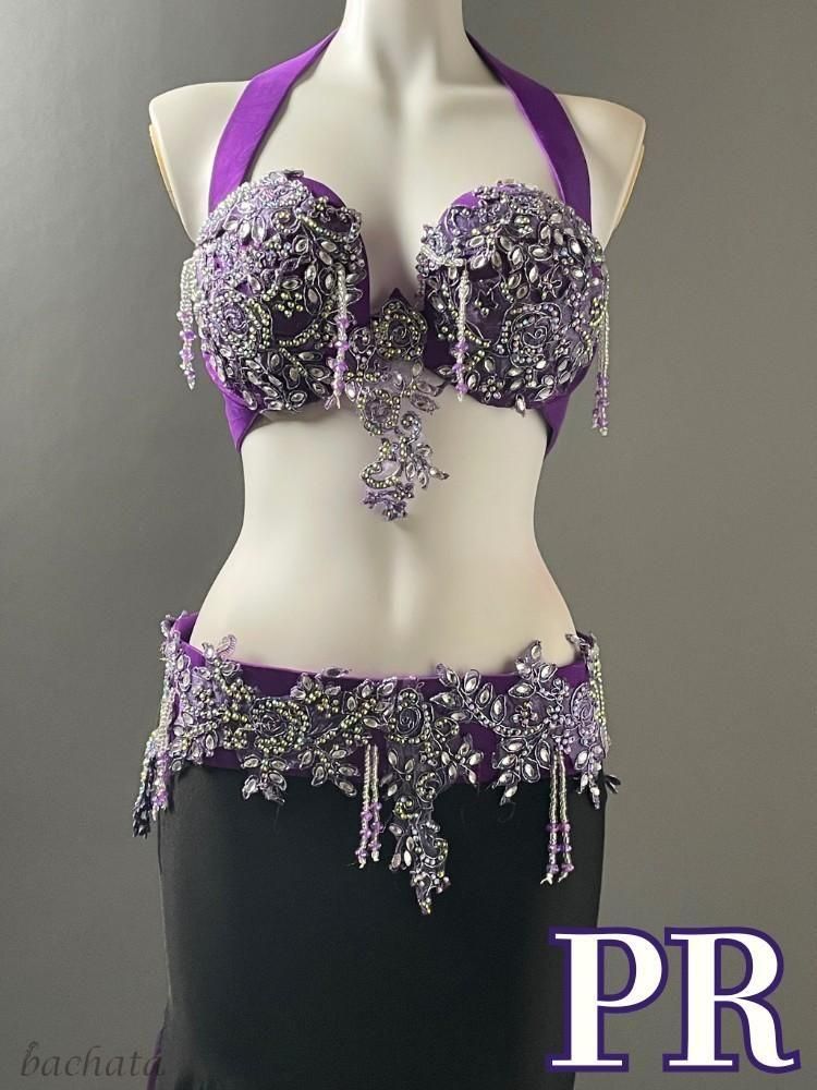 ベリーダンス衣装 Yasser ブラベルト ピンク/ブラック/パープル CT0305