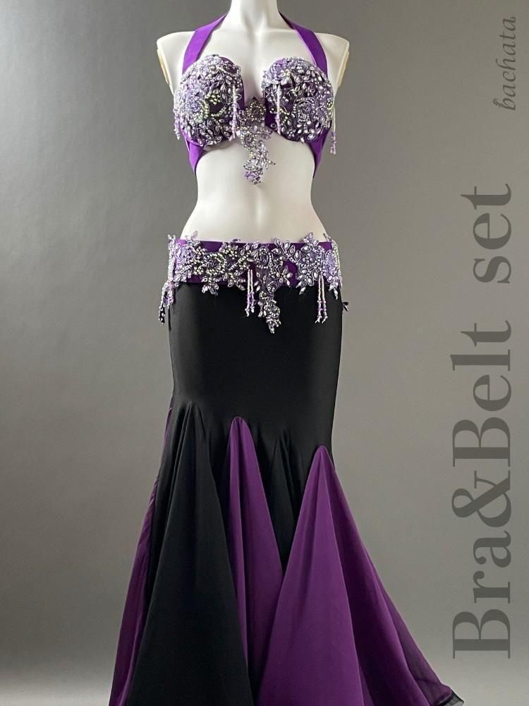 ベリーダンス衣装 Yasser ブラベルト ピンク/ブラック/パープル CT0305