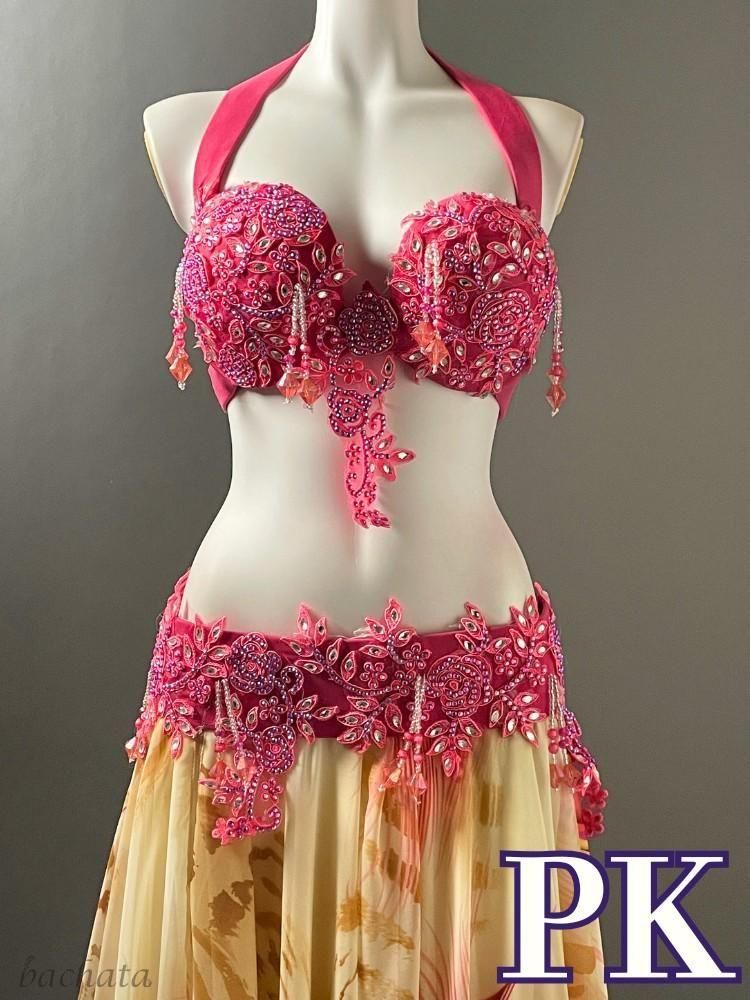 ベリーダンス衣装 Yasser ブラベルト ピンク/ブラック/パープル CT0305