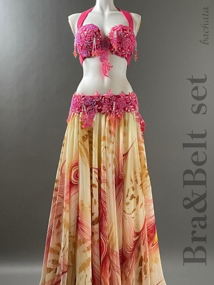 ベリーダンス衣装 Yasser ブラベルト ピンク/ブラック/パープル CT0305