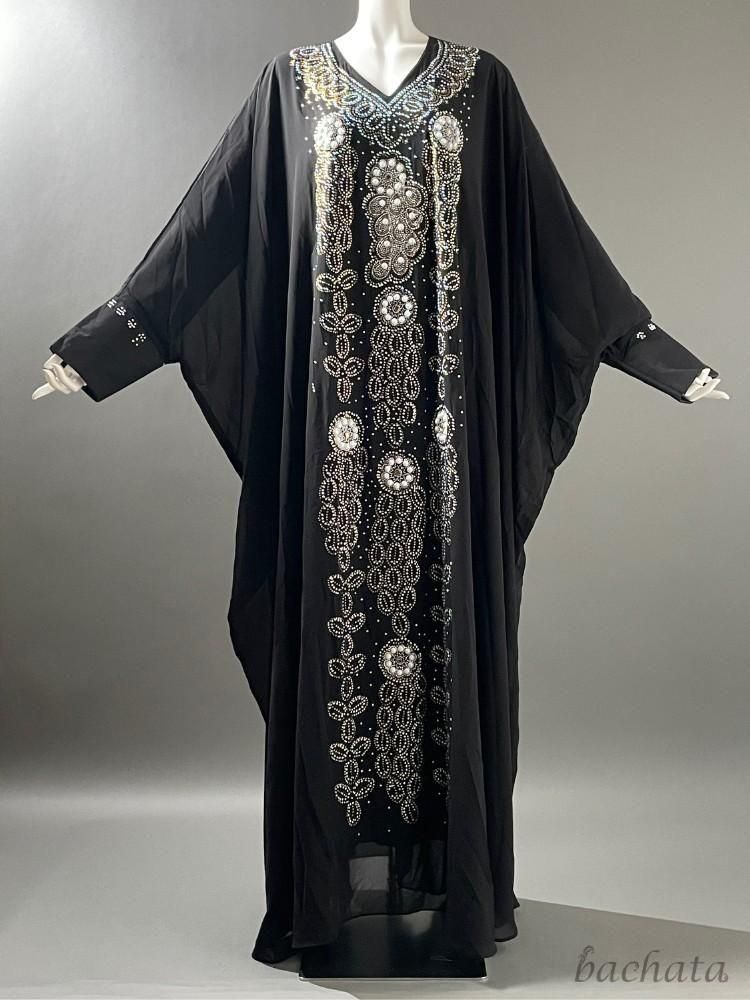 エジプト製 ハリージドレス/ガラベーヤ ブラック(フリーサイズ) GB0035