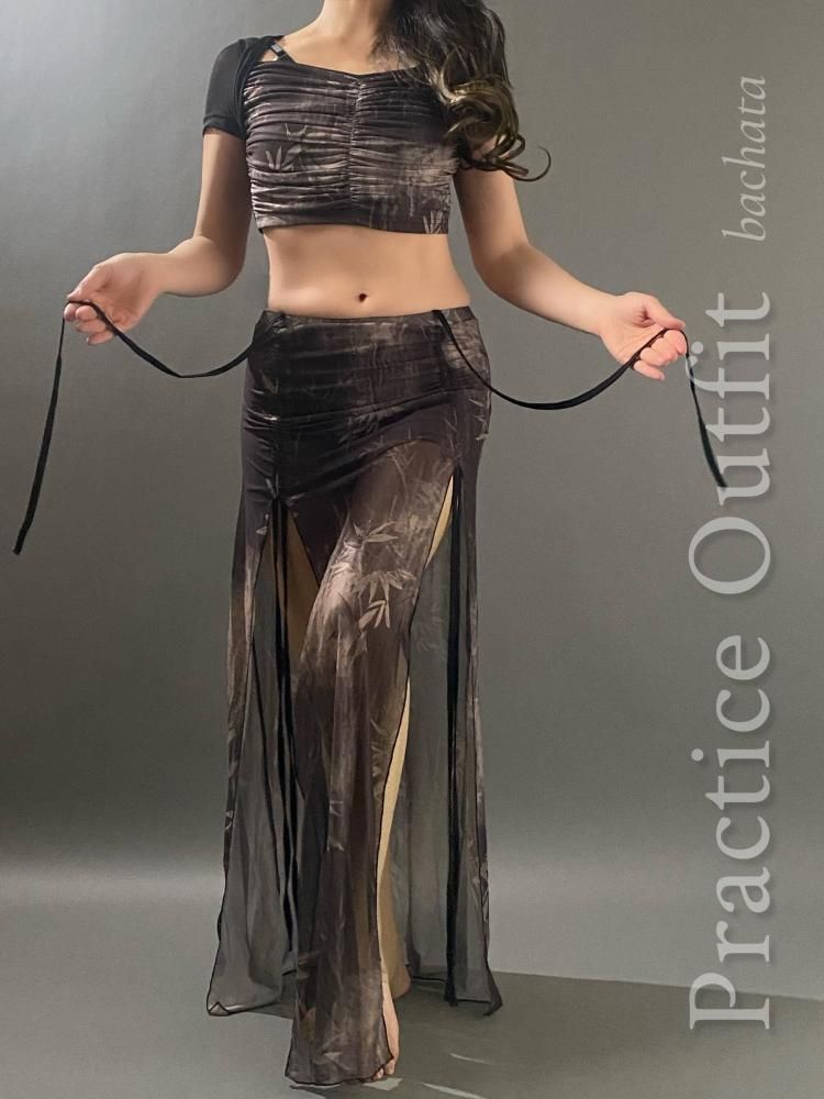 ベリーダンス レッスン着 トップ＆スカートセット2色 ST5104 (M/L)