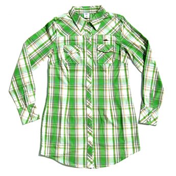 <img class='new_mark_img1' src='https://img.shop-pro.jp/img/new/icons24.gif' style='border:none;display:inline;margin:0px;padding:0px;width:auto;' />ATTICUS CLOTHING - KIM GREEN CHECK GIRLS BUTTON UP L/SLV SHIRT