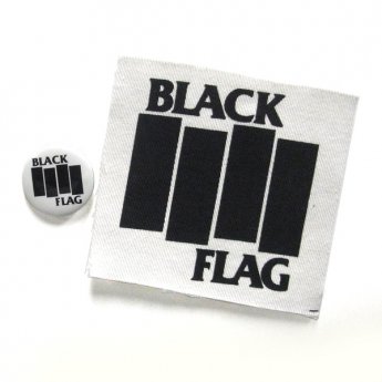 BLACK FLAG - BARS & LOGO CANVAS PATCH & PIN BADGE SET